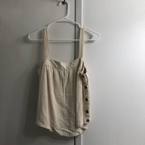 Women’s cream tank top with button detail